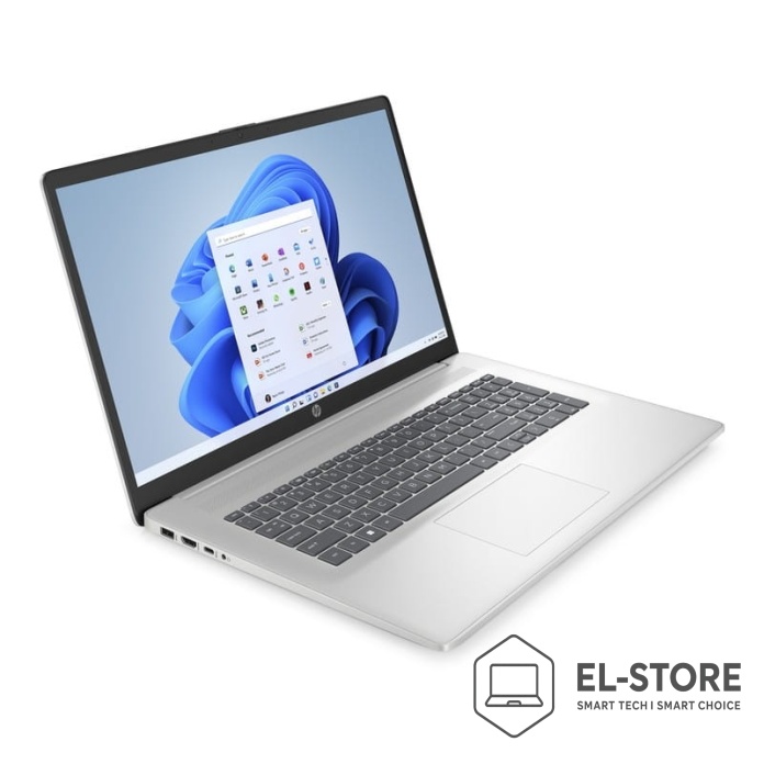 Laptop HP 17-CP3114NW – widok z boku, duży ekran 17.3”, procesor AMD Ryzen 7, 16GB RAM, 512GB SSD, wydajny sprzęt do nauki i zdalnej pracy | El-Store Kraków Poznań Wrocław